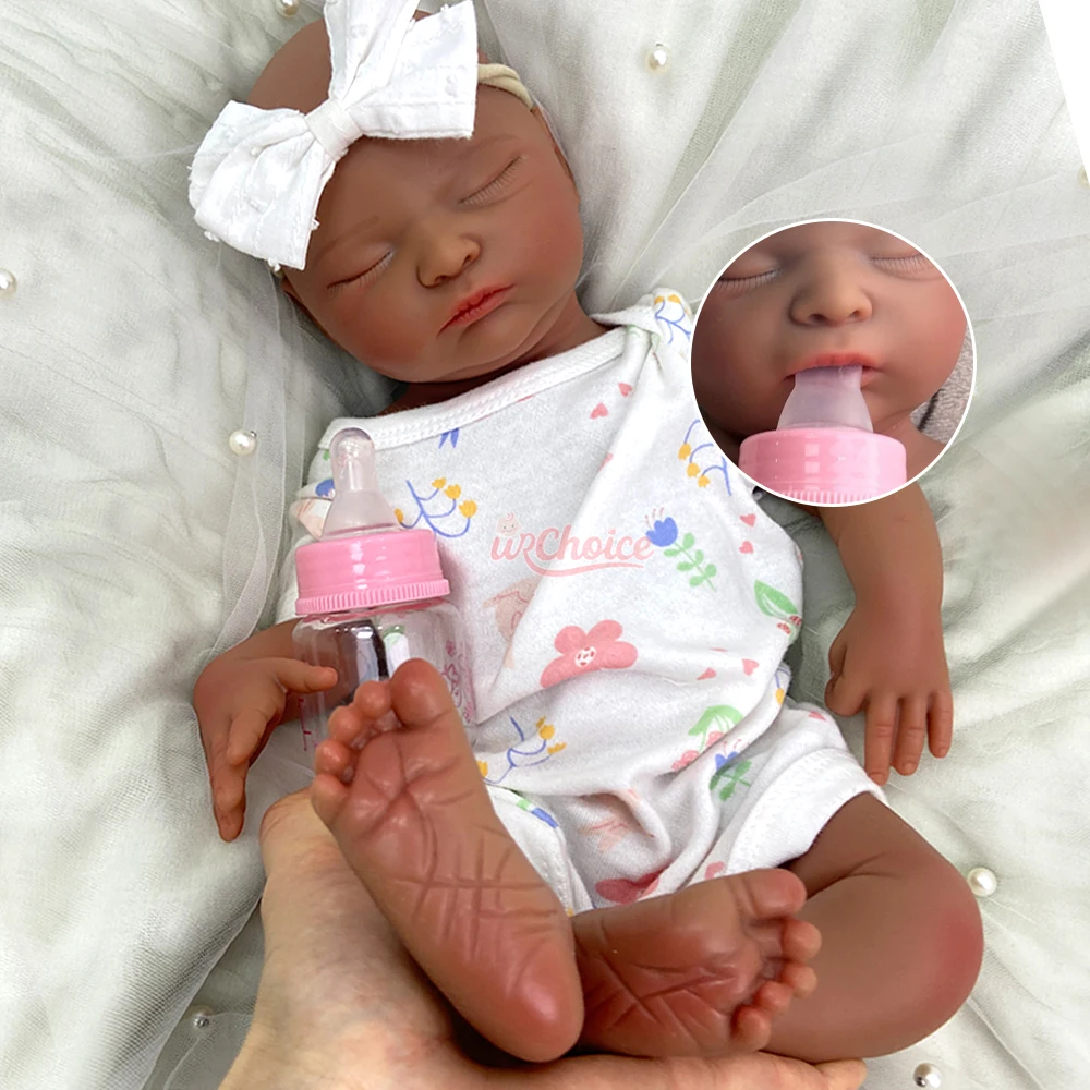 

18" Soft Silicone Reborn Baby Doll Girl Open Mouth Realistic 3D Skin Sleeping Newborn Doll Gift for Dementia Patients