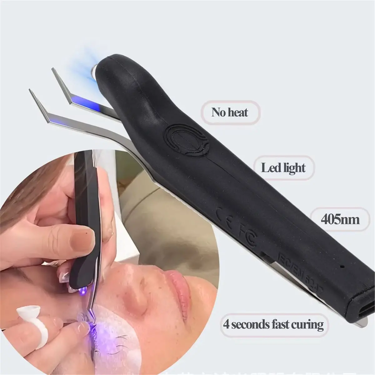 wilwill UV Rechargeable Tweezers for Eyelash Extension with Nails Art Curing Lamp Handheld Mini Eyelash Extension Lamp US Plug