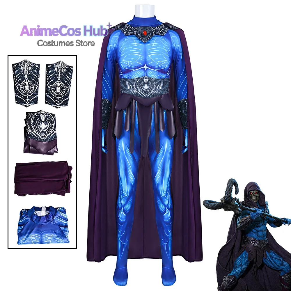 Masters Skeleton King Cosplay Costume Jumpsuit Cloak For Adult Men Bodysuit Roleplay Outfits Halloween Carnival Party Suit