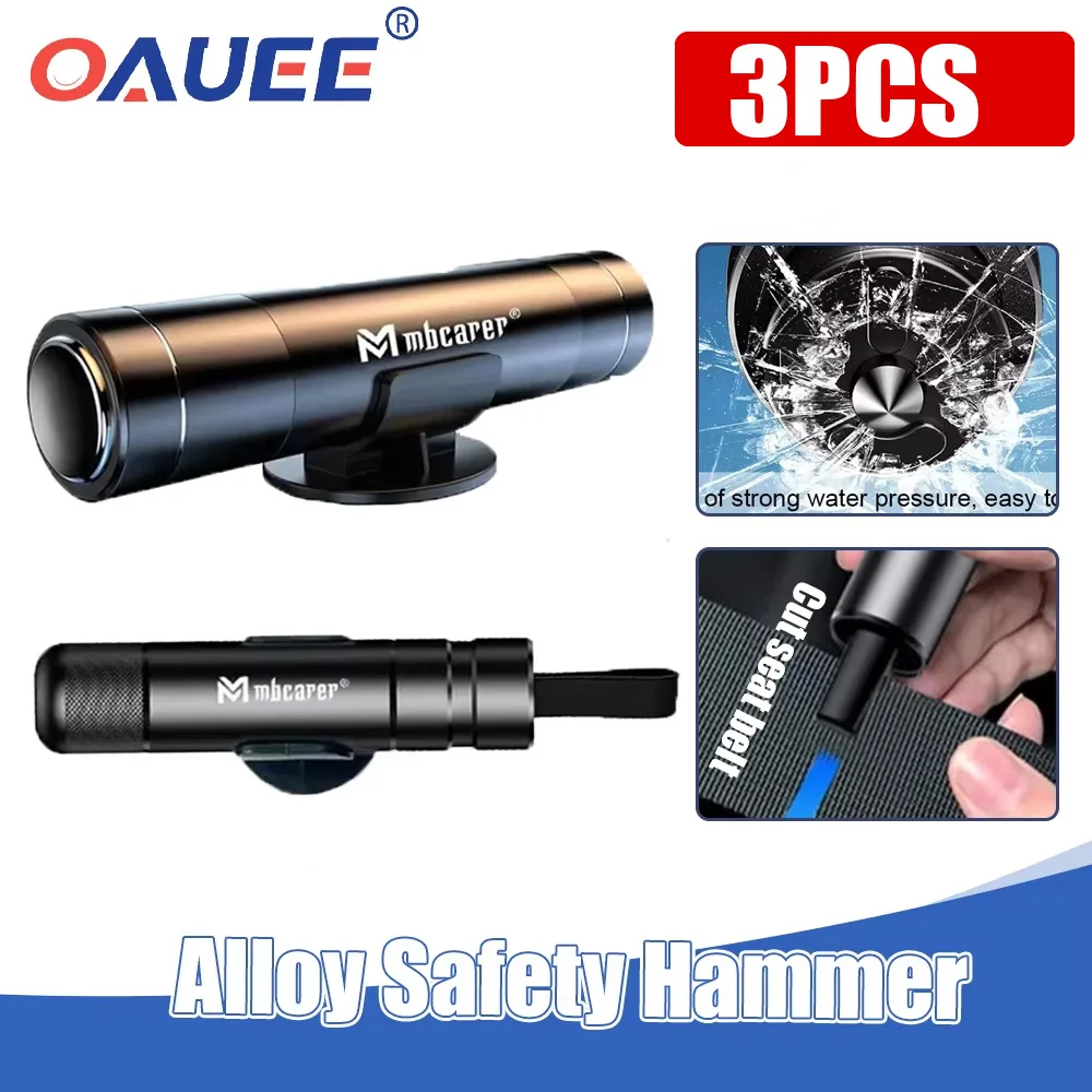 

Alloy Car Safety Hammer Seat Belt Cutter 3PCS Black Emergency Window Breaking Self Rescue Escape Emergency Hammer Rescue Tool