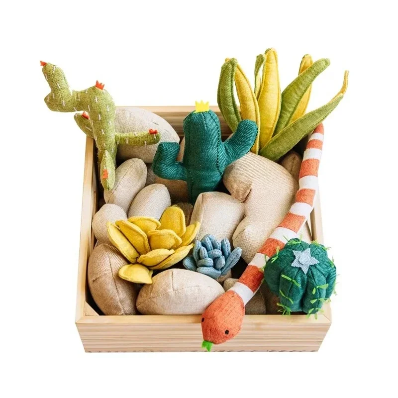 

Plush toy wooden flowerpot succulent plant potted plant flowerpot indoor garden decoration baby pretend toy