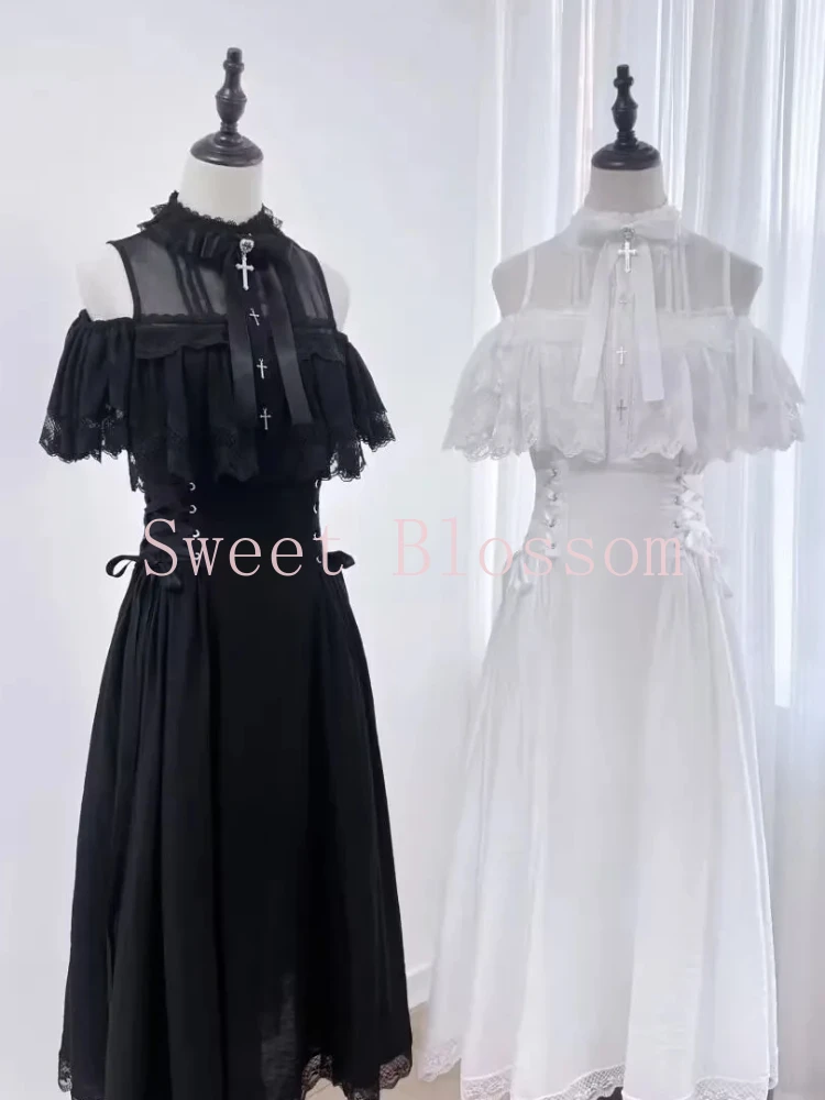 Robe Lolita gothique française élégante pour femmes, avec nœud en dentelle, Patchwork, robes de soirée douces, Slim, mode Hepburn, vêtements d'été, 2025