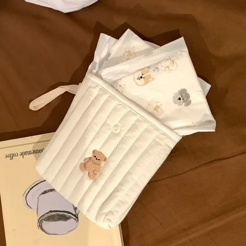 Korean Cute Bear Large Capacity Sanitary Napkin Storage Bags Girls Cartoon Physiological Period Tampon Organiser Bag Mini Bag