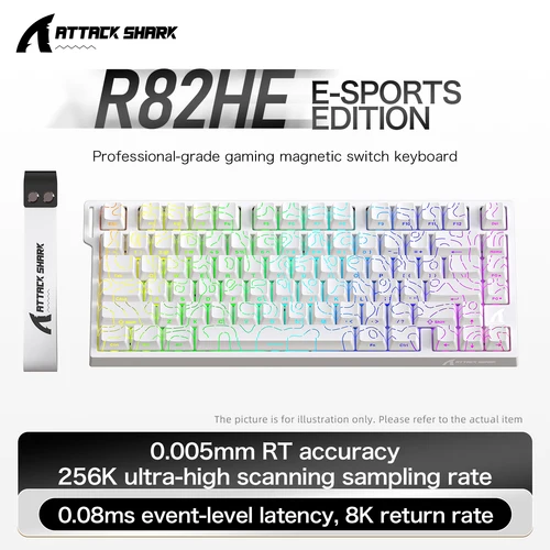 Imagen 1 del producto ATTACK SHARK R82 HE teclado magnético para juegos 8000Hz disparo rápido con cable ProGamer 75% teclado, precisión RT de 0,005mm, latencia de 0,08 ms