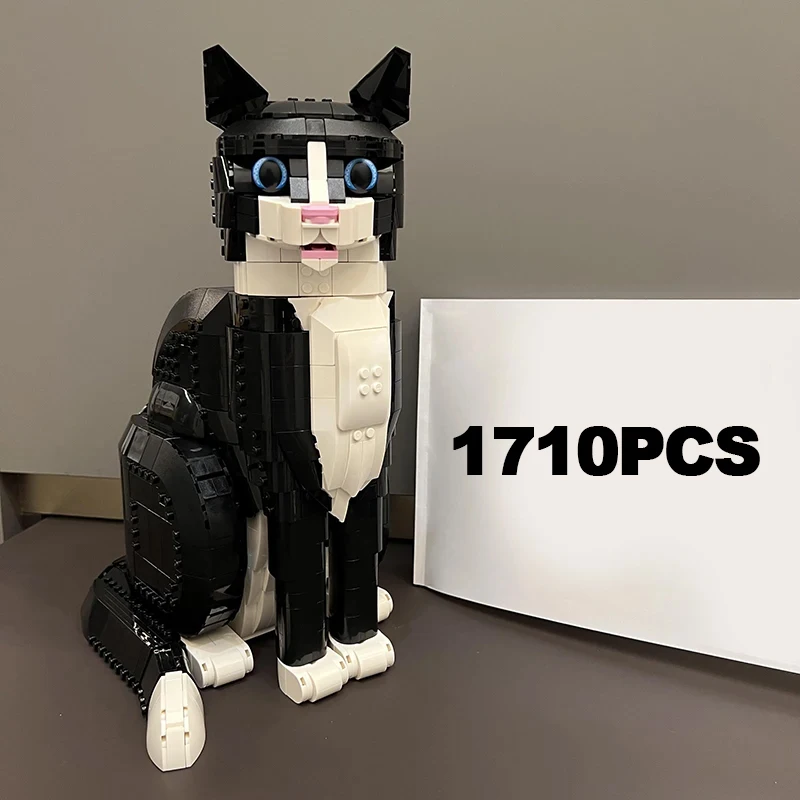 

Creative 1710PCS MOC New Tuxedo Cat Building Blocks Cartoon Animal Assembly Bricks Educational Toys Gifts For Children Boy Adult
