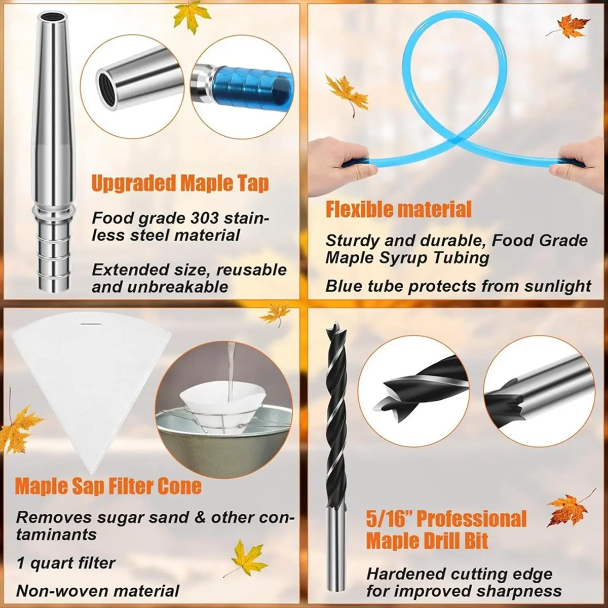 

【frki】 5PCS Stainless Steel Maple Faucet Tips Maple Syrup Tapping Kit Maple Syrup Synthetic Filter Maple Syrup Filter Set