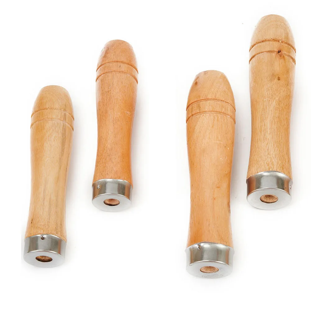 4Pcs Wooden File Handle Replacement With Strong Metal Collar For File Rasp Screwdriver Hand Drill Craft Tool 90mm/110mm view 4