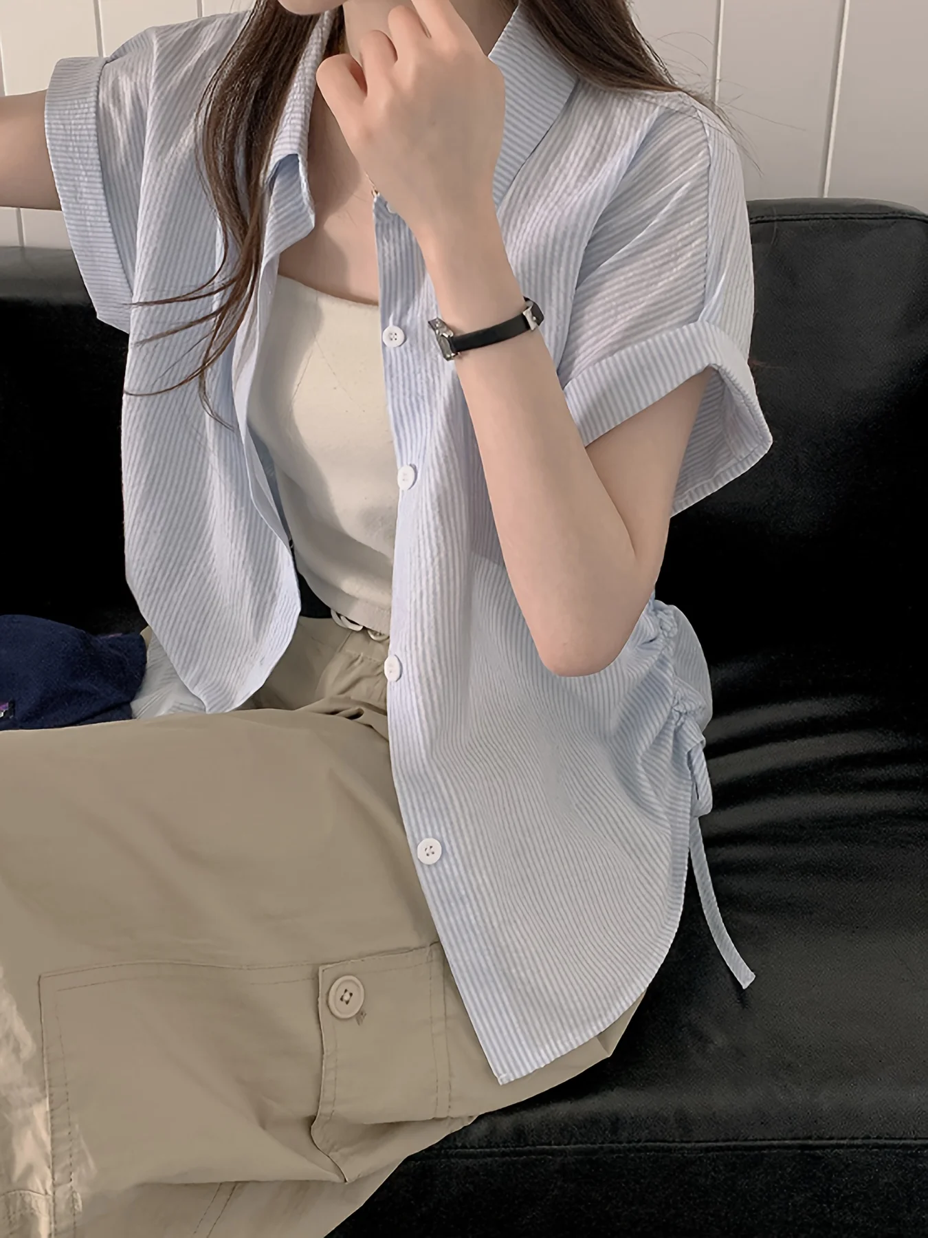 قميص نسائي كاجوال للركاب، قميص بوهيمي بأكمام طويلة وطبعة هندسية #2