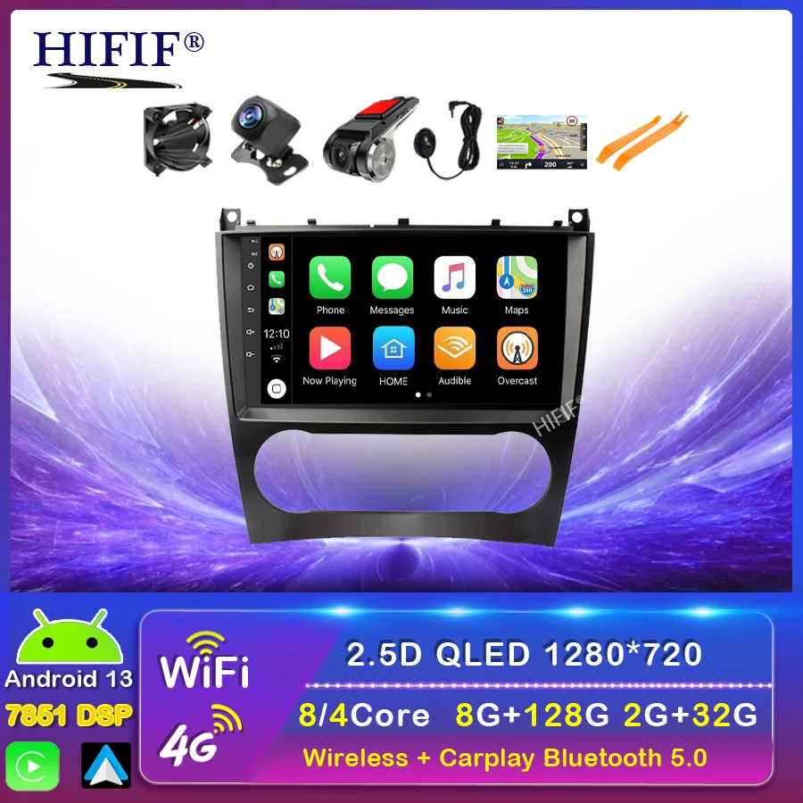 Android 13 For Mercedes Benz C Class W203 C200 C230 C240 C320 C350 CLK W209 2005-2009 Car Multimedia Player GPS Autoradio