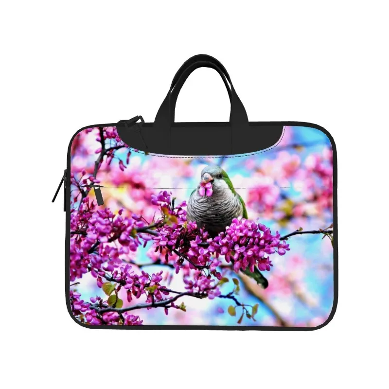 Bolsa de Ombro Ultra-Fina Laptop, Maleta Padrão Impresso, Moda, Pássaro Paisagem, Primavera, 13 ", 14", 15.6"