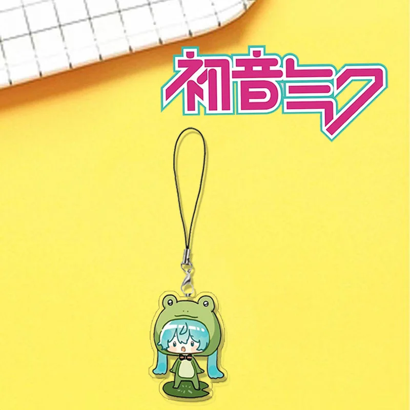 Hatsune Miku Phone Lanyard Women Kawaii Anime Anti-lost Pendant Chain Fashion Acrylic Jewelry Decoration KeyChain Girls Gift