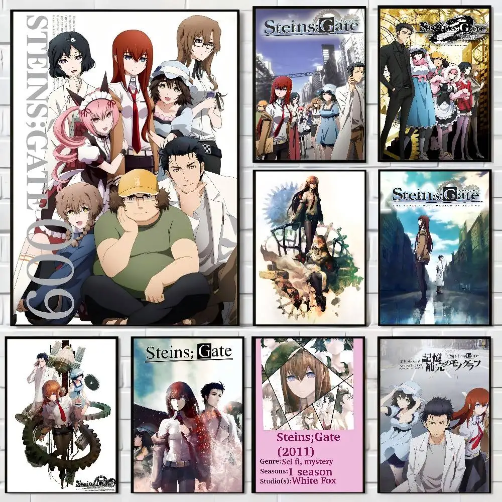 S-Steins G-Gate Anime Vintage Poster Sticky Whitepaper Prints Poster Kunstwerk Poster Wandaufkleber