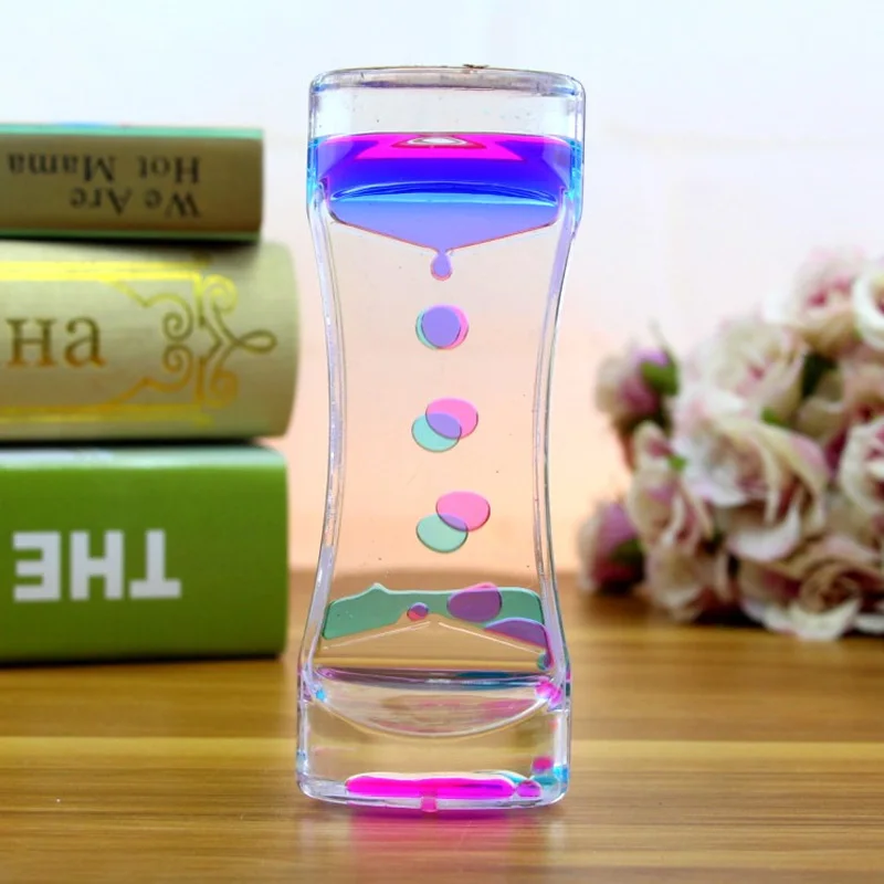 Double Color Sand Hourglasses Liquid Anxiety Relief Liquid Motion Bubble Timer Oil Hourglaslock Decor Gift