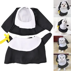 Halloween Pet Transformation Clothes Dog Cat Nun Headwear Dress Set Festival Funny Dog Clothes Cat Standing Dress Pet Dress Up