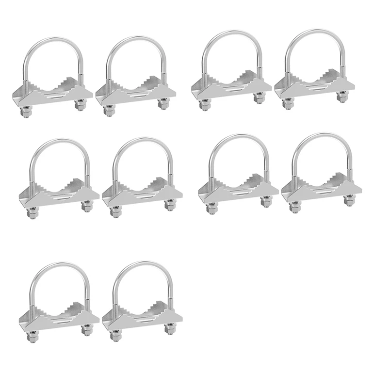 

10Pcs Mount Bracket Antenna Mast Clamp Stainless Steel U-Bolt Bracket For Outdoor Lora Antenna Helium Miner Antenna