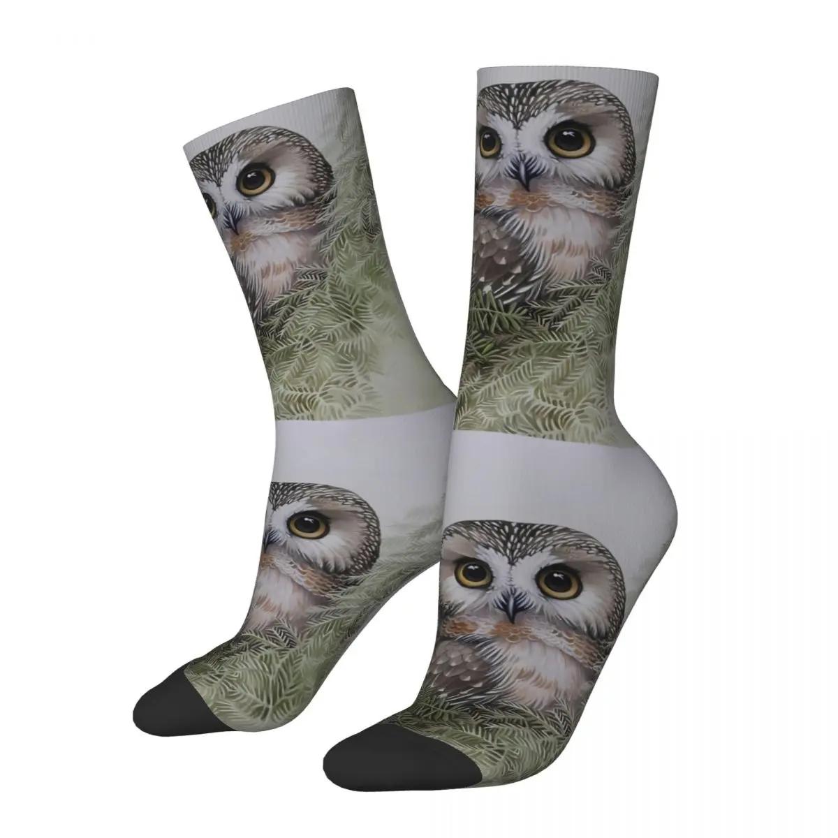 Retro Owl Men's Socks Unisex Hip Hop Seamless Printed Funny Crew Sock Gift