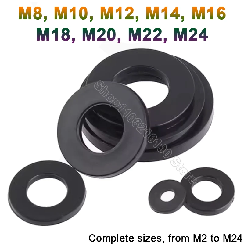 

1-10Pcs Black Plastic Nylon Flat Washer M8 M10 M12 M14 M 16 M18 M20 M22 M24 Plane Spacers Insulation Gaskets Ring For Screw Bolt