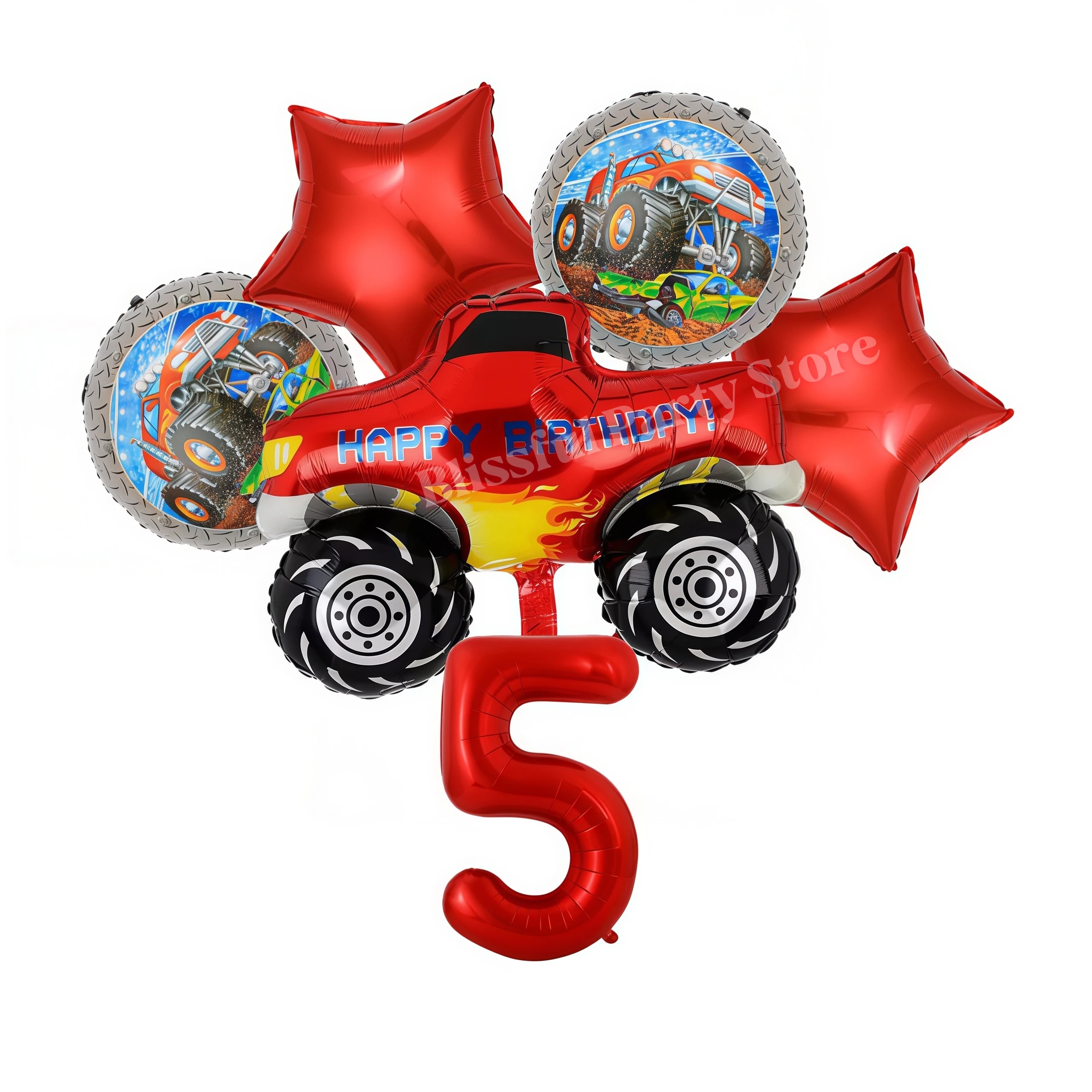 Monster Truck Party-Zubehör Jungen Rennwagen-Party-Dekorationen Teller Becher Luftballons Banner für Kinder Jungen 2. Geburtstag Party-Dekorationen – Detail 31