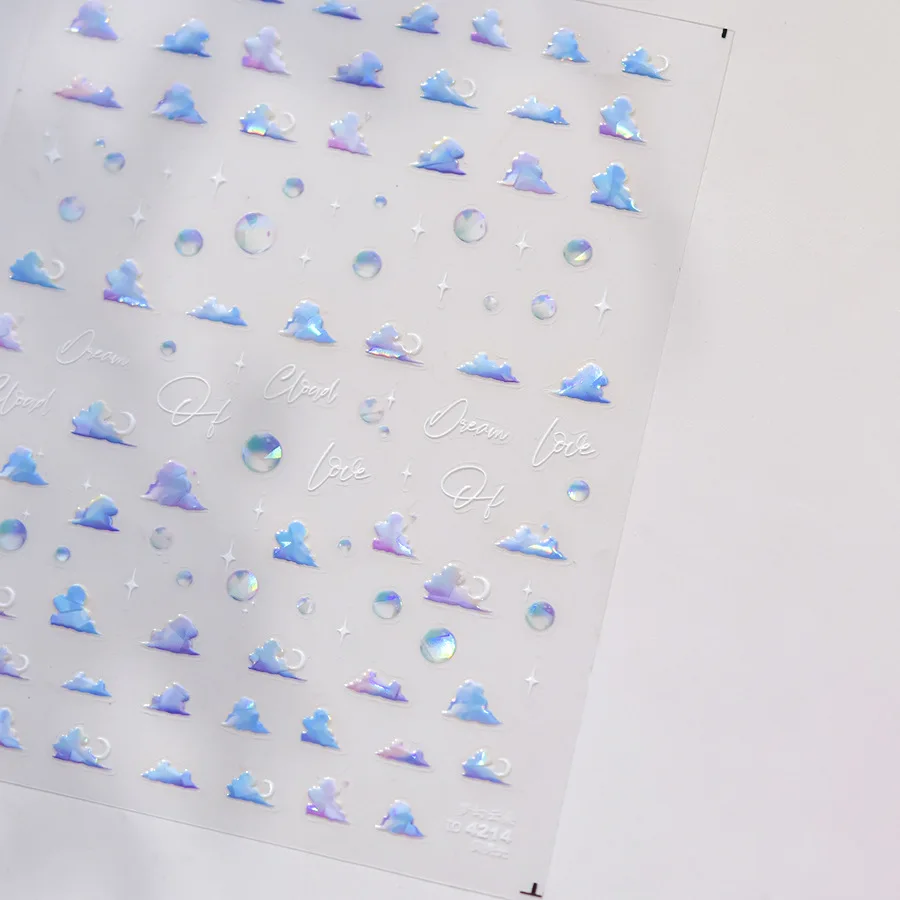 1 조각 5D 여름 네일 스티커 고품질 양각 반짝 이는 꿈꾸는 구름 해파리 버블 디자인 장식 네일 아트 스티커