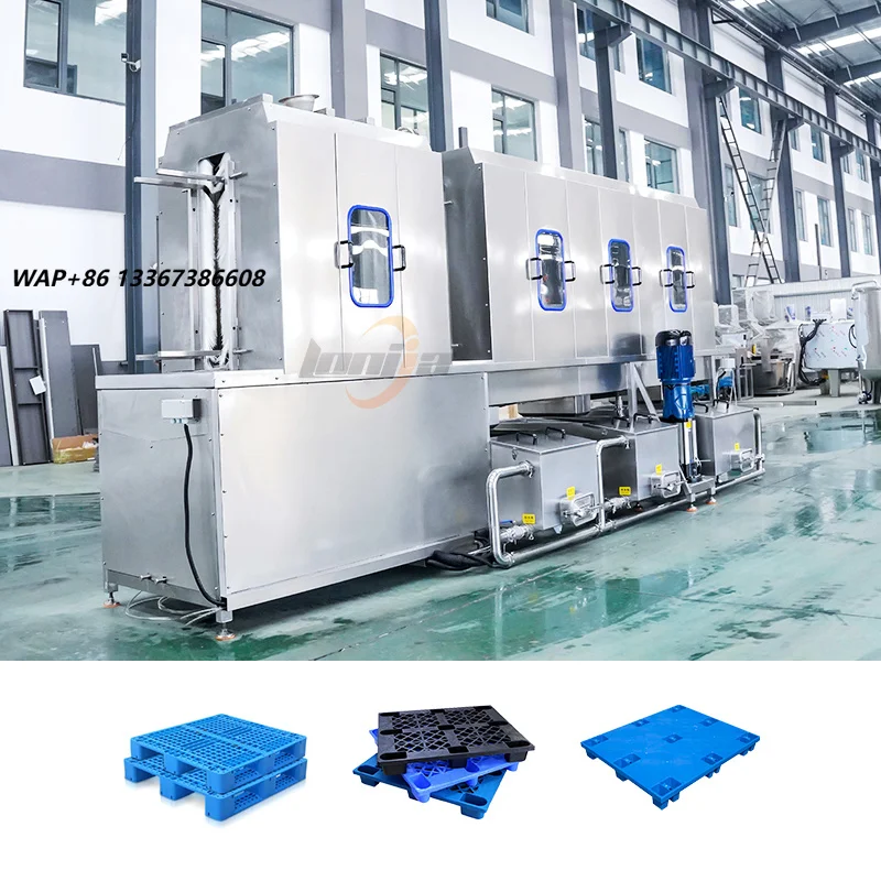 100-1500 Pcs/H Tray Cleaner High Pressure Poulatry Cage Cleaning Machine Poultry Crate Washer Tunnel/Continuous Pallet Washer
