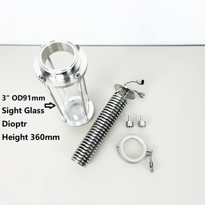 Imagem -05 - Desflegador Sanitário Tri-clamp Condensador de Destilação Long tipo Sight Glass Destilação Homebrew Refluxo Dimroth 3