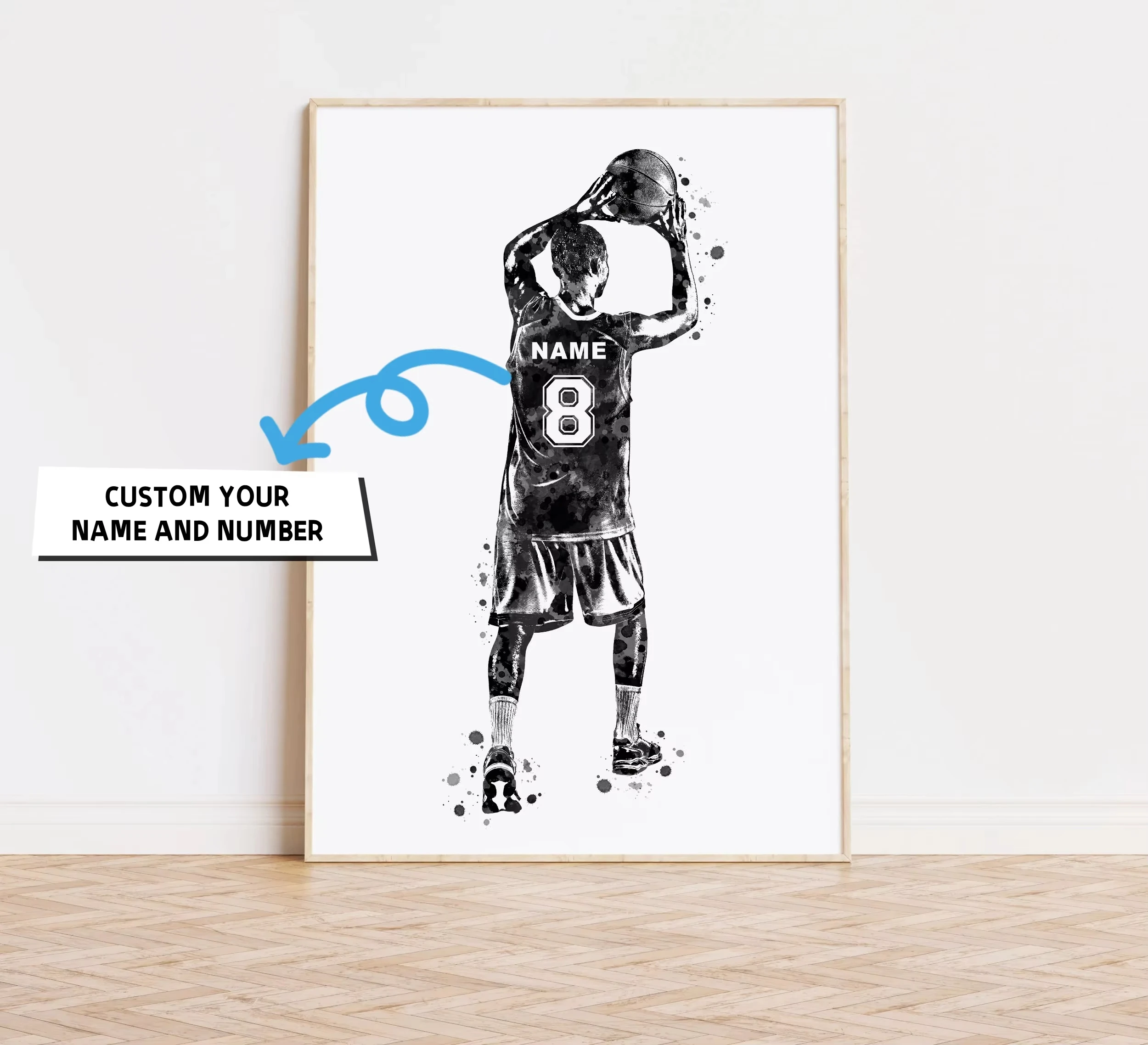 Customize Your Name and Number Basketball Star Customization Personalized Basketball Poster Basketball Coach Gift Boys