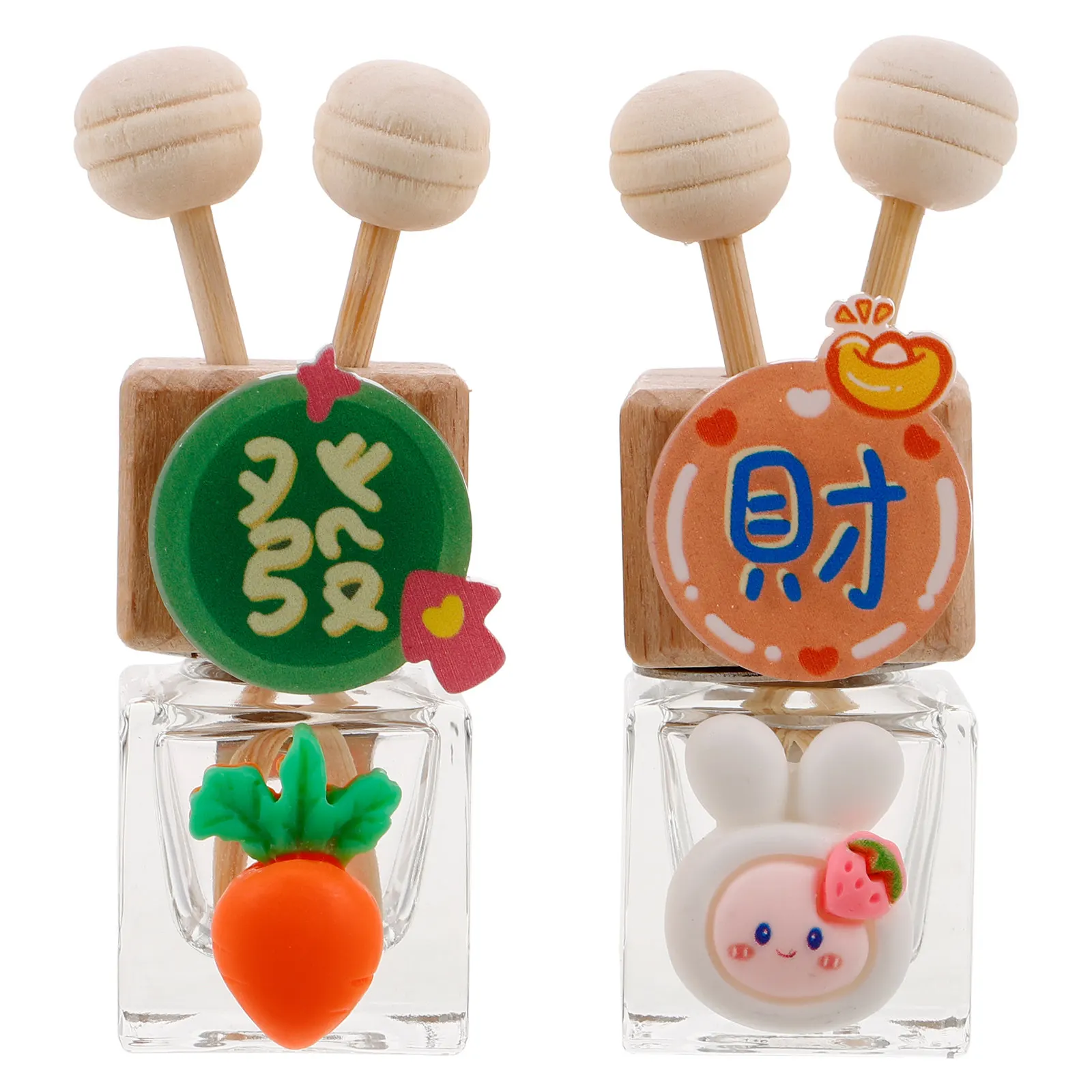 2Pcs Car Essential Oil Diffuser Glass Bottle Refillable Vent Clip Car Aromatherapy Air Freshener Perfume Decoration