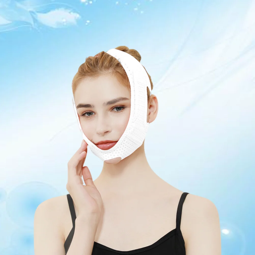 

Breathable Face Lifing Mask White Chin Strap Masseter Muscle Face-Lifting Band Comfortable Adjustable Support Snoring