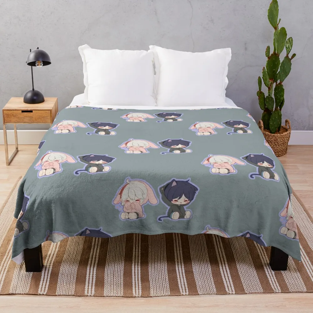 

Scaramouche et kazuha Casquette Throw Blanket Luxury Thicken Sleeping Bag Furrys Warm Blankets