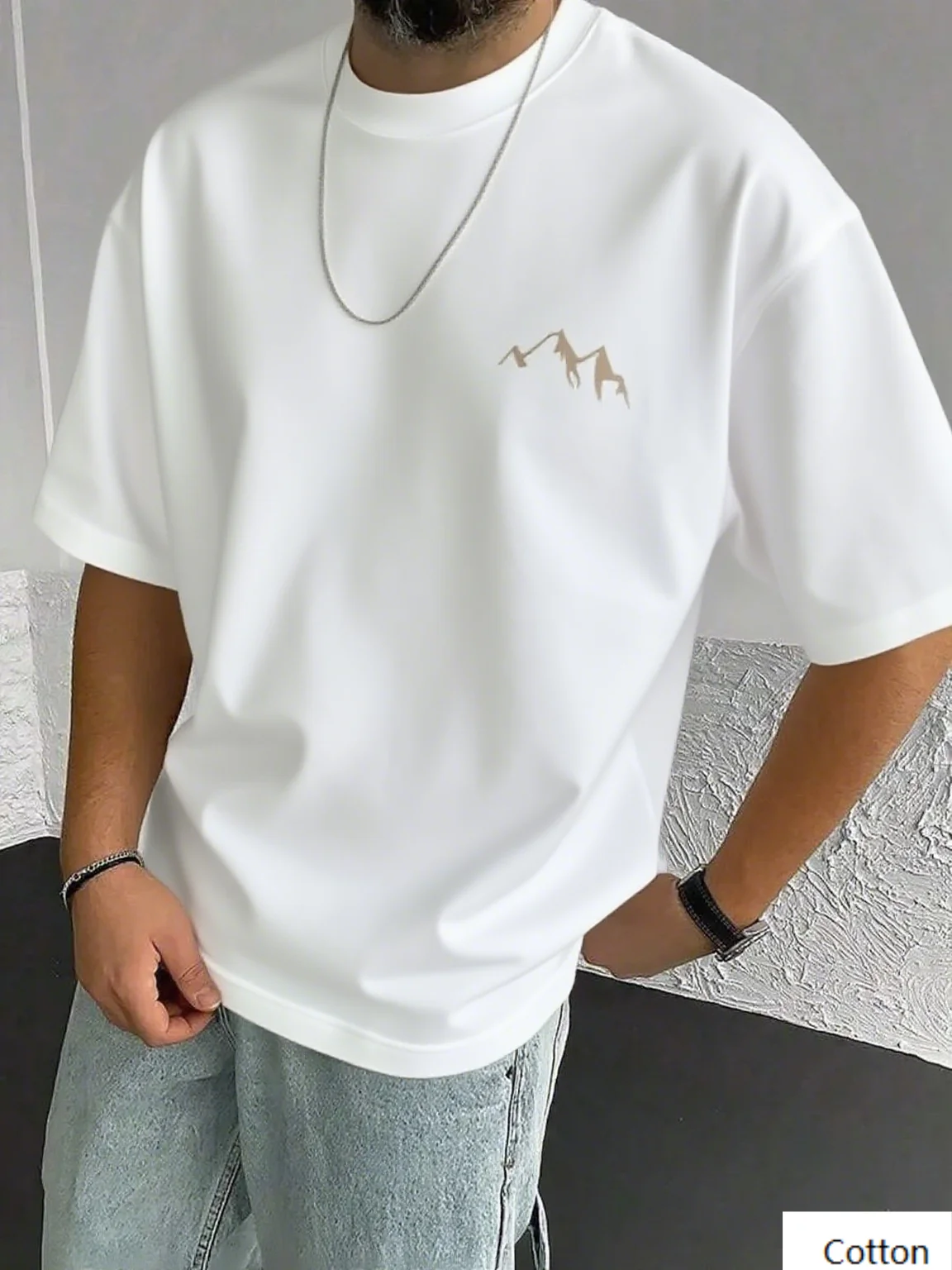 

Хлопковая футболка с минималистичным горным рисунком Идеально подходит для любителей природы Модная брендовая футболка из чистого хлопка с коротким рукавом унисекс