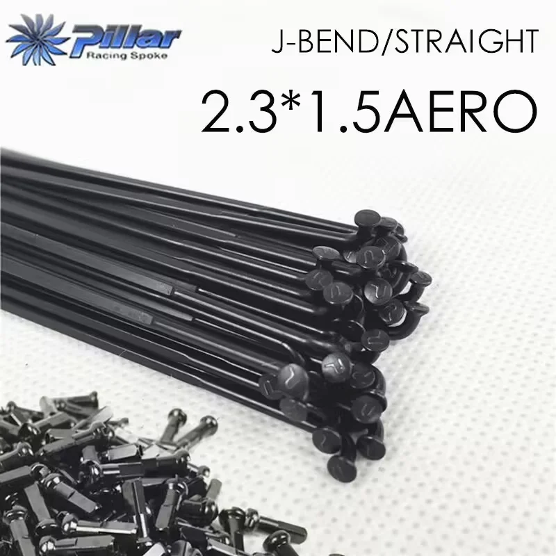 

Pillar Aero 1423 j-hook J-bend Flat Spokes Straight Pull with Black Brass Nipple Bicycle Road MTB Spoke mtb stainless steel
