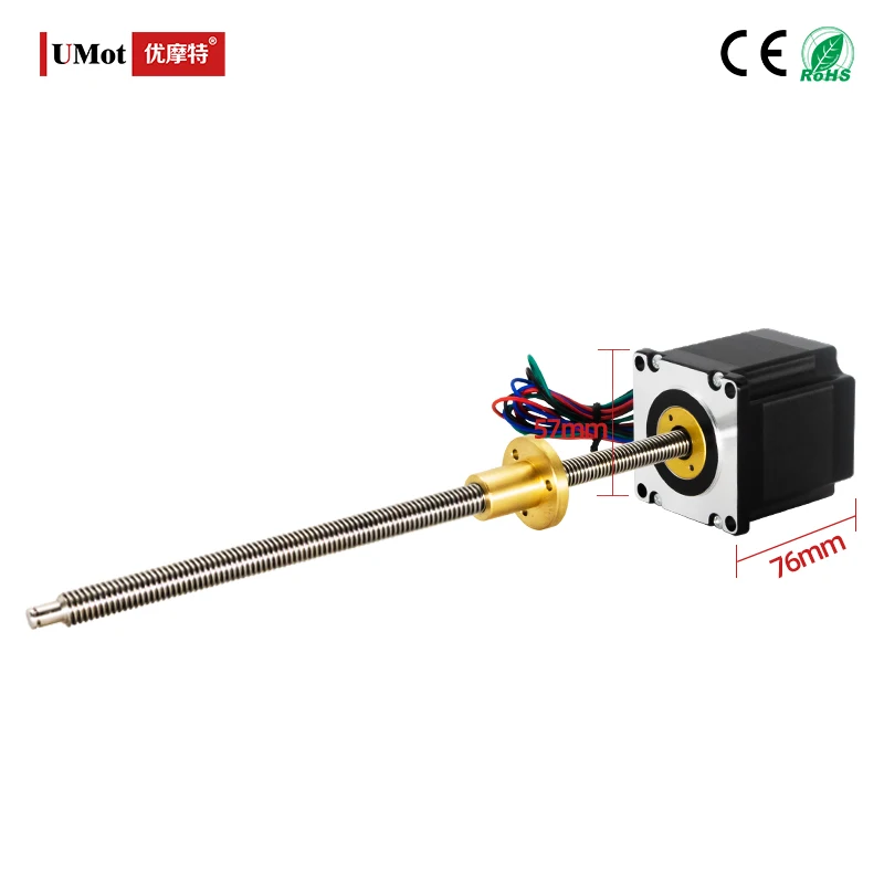 

Length 76mm Nema 23 Linear Screw Stepper Motor With Screw Lead Customized T8/T5/T10 Trapezoidal Thread