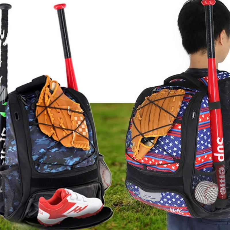 Baseball Softball Backpack with Shoes Compartment Outdoor Softball Bat Bag for Youth Adult Large Capacity Sports Shoulder Bag