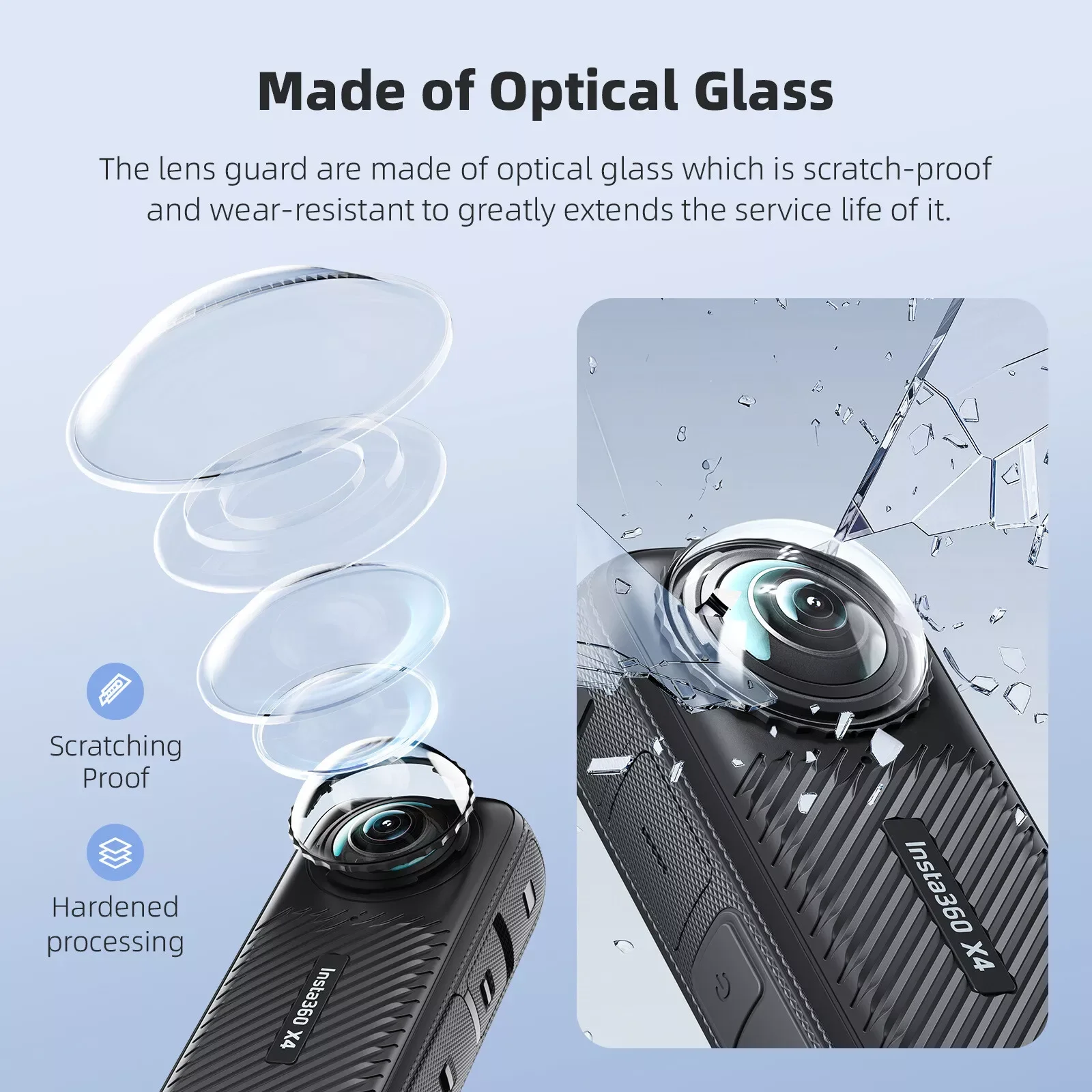 AMagis-Insta360 X4 Lens Glass Protector, Sport Camera Protection Acessórios