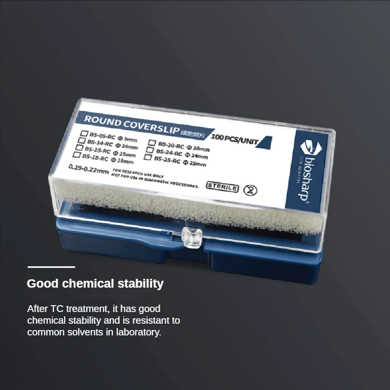 100pcs Biosharp Cell Climbing Sheets Sterile Cell Imaging Consumables Round Coverslips Laboratory Cell Culture Consumables