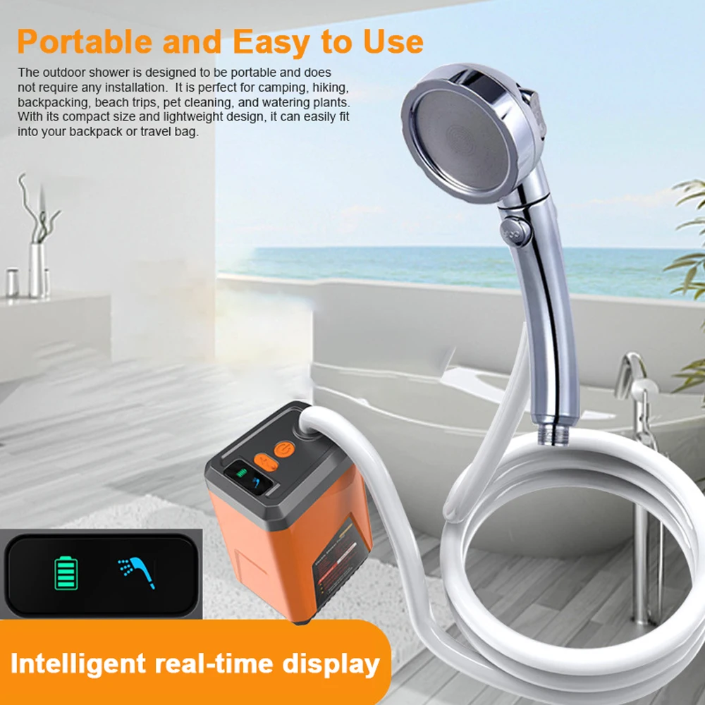 

Portable Camping Shower Outdoor Electric Shower Pump Rechargeable Battery Powered Shower Waterproof for Camping Hiking Backpacki