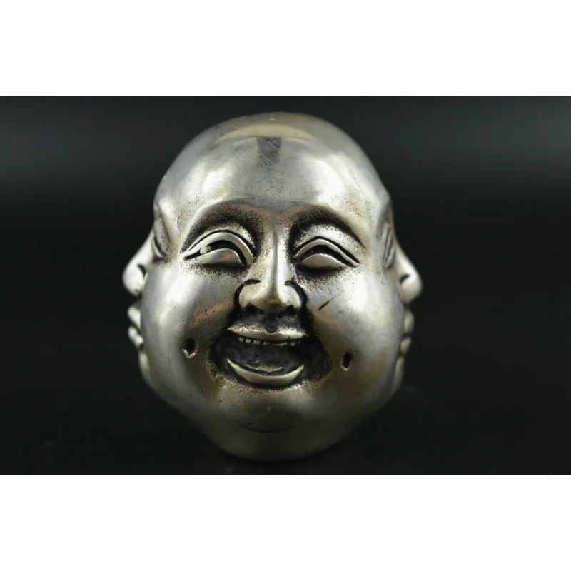 China collection Tibet silver life 4 emotions four faces of Buddha head statue