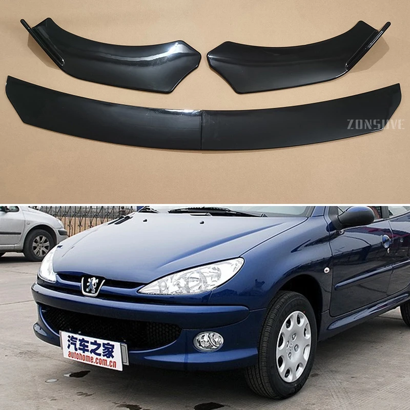 

Для Peugeot 206 2004-2008 года передний бампер, сплиттер для губ, спойлер, комплект кузова, аксессуары, универсальный, 4 шт.