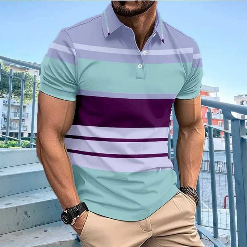 

2025 Summer New Casual Polo Shirt 3D Digital Printed Short Sleeve Casual Fashion Trendy Men's Top