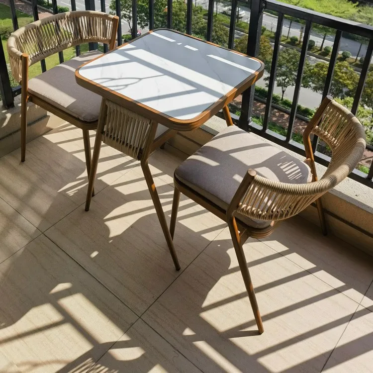 

✗x Modern Style Outdoor Balcony Tea Reading Rattan Chair Dining Table Set#