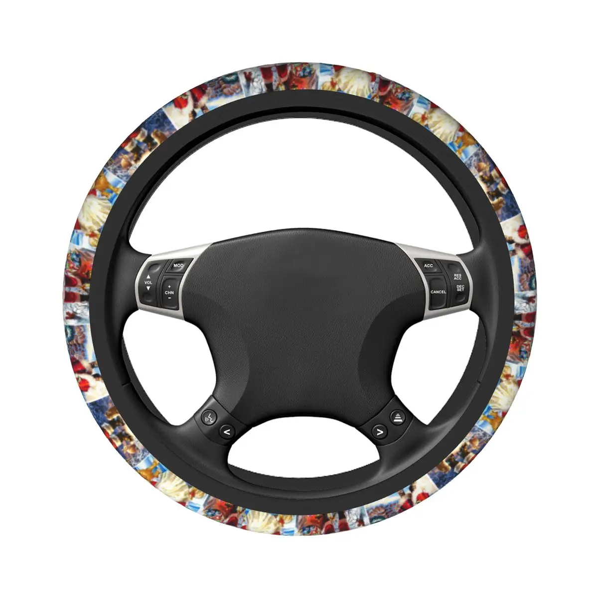 Merry Christmas Car Steering Wheel Cover Elastic Santa Steering Wheel Protective Cover Elastische Car-styling Car Accessories