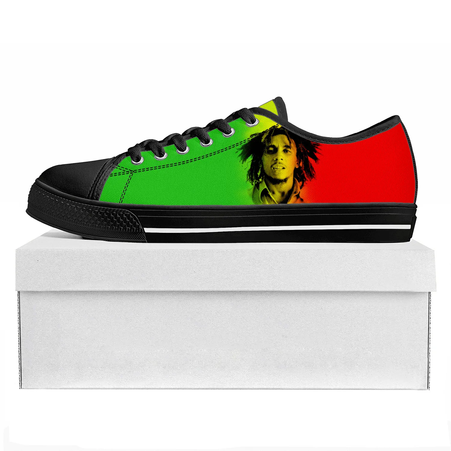 Reggae Rock Music Star Bob Marley Low Top High Quality Sneakers Mens Womens Teenager Canvas Sneaker Couple Shoes Custom Shoe