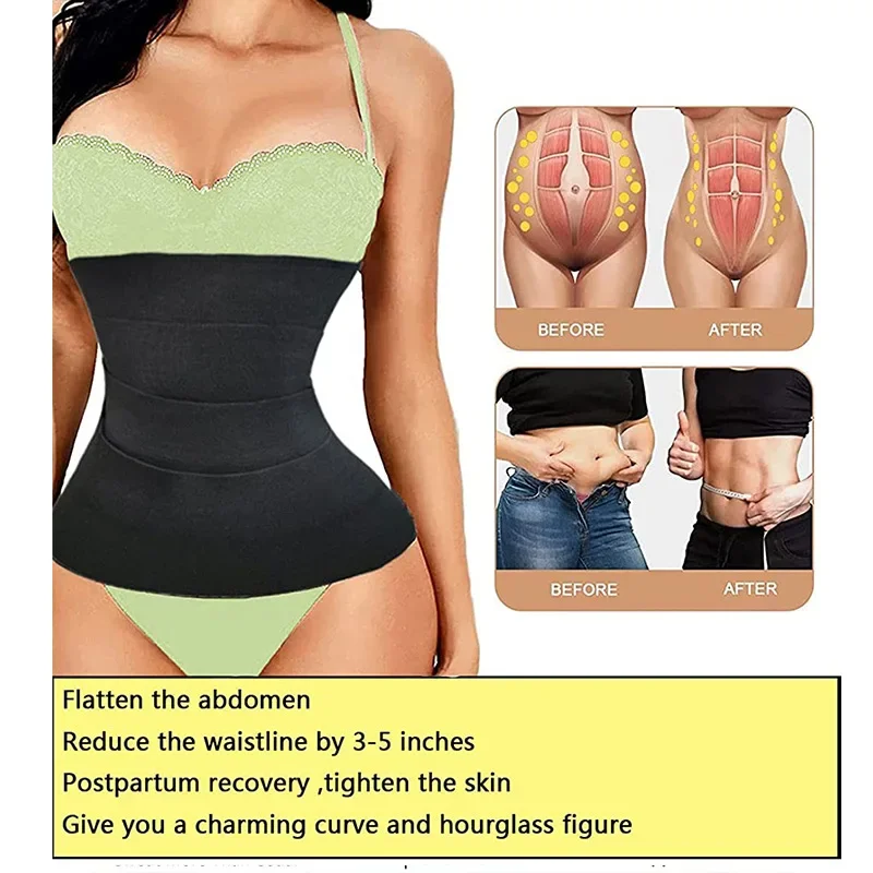 Women Bandage Waist Wrap Trainer Shaperwear Belt Slimming Tummy Belt Snatch Me Up Corset Body Shaper Stretch Bands One Size