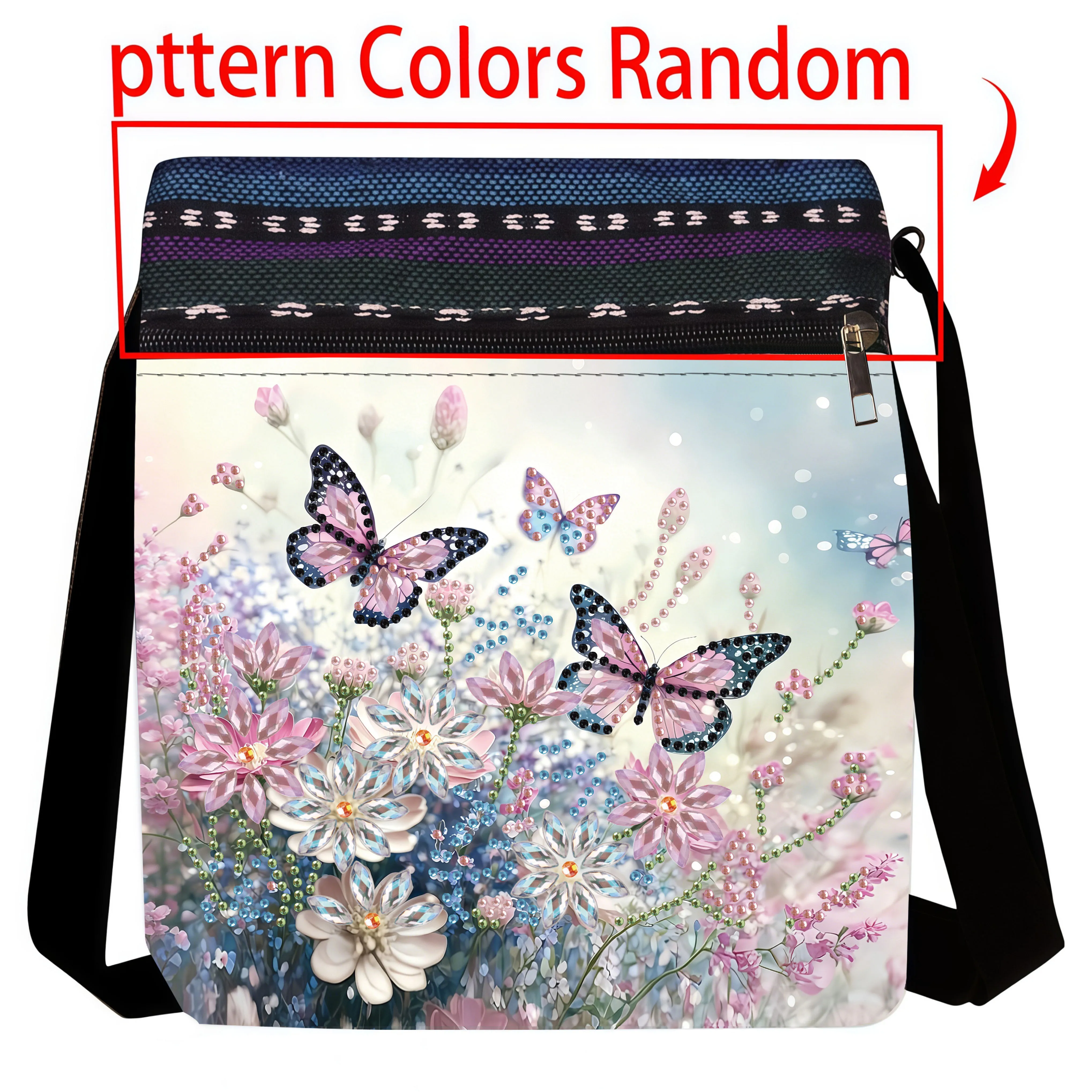 1 Piece Diamond Painting kit Messenger bag butterfly flower Pattern canvas Material lightweight Commuter travel Messenger bag
