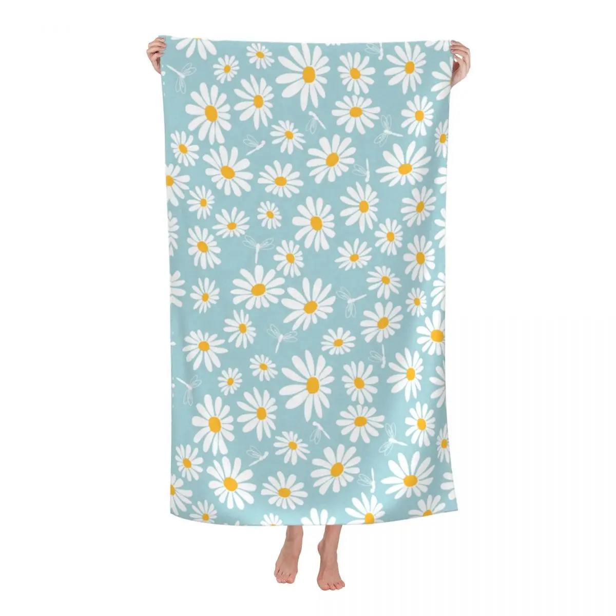 

Customized Daisy Flower Soft Linen Microfiber Bath Beach Towel Quick Dry Daisies Floral Shower Yoga Towels