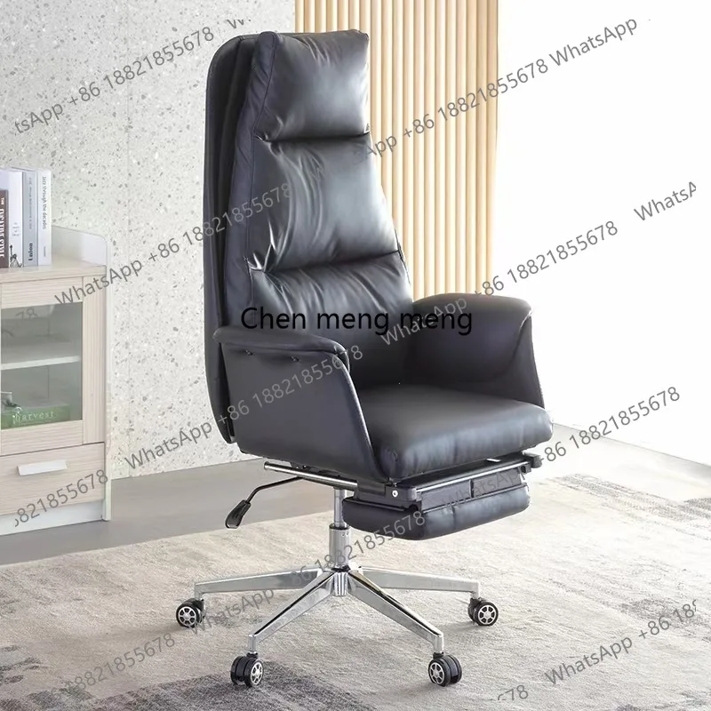 

Office leather seat swivel chair computer home study lunch break comfortable reclining office chair