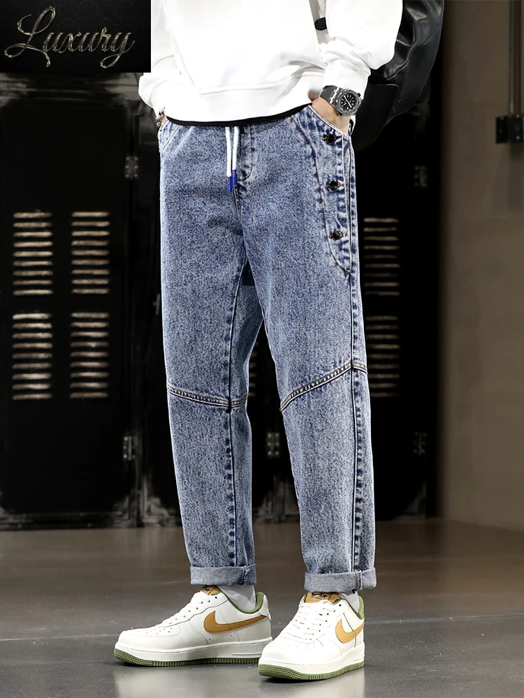 

Spring Summer Cargo Jeans Men Streetwear Denim Sweatpants Plus Size 8XL Straight Trousers Male Cotton Casual Baggy Jean Pants