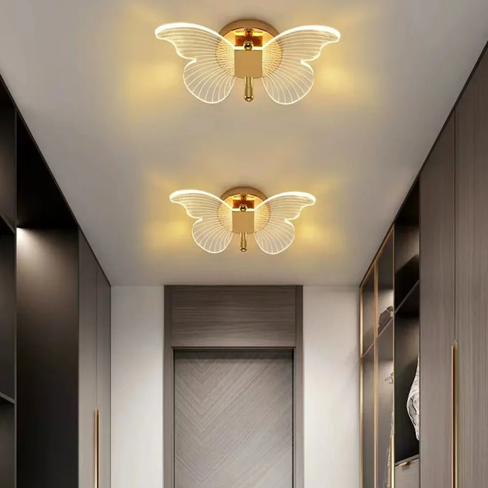 LED Butterfly Wall Lamp Interior Modern Metal Acrylic Wired Wall Lamp Tricolor Adjustment Bedside Wall Light Sconces Room Decor image 6