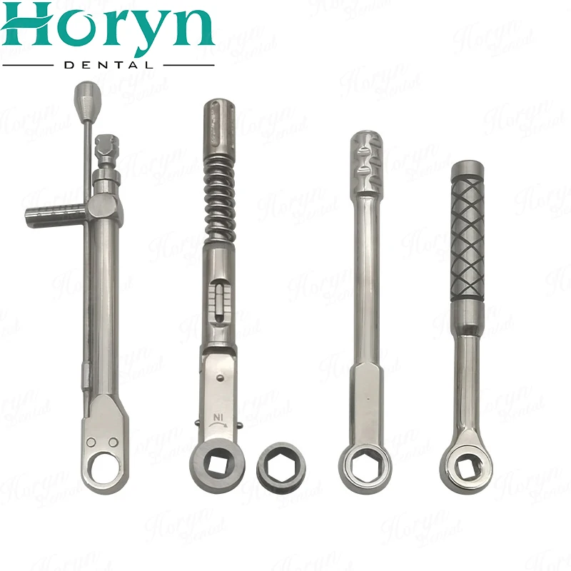 1Set Stainless steel Dental Implant Torque Ratchet Wrench Tool 10.5 MM 10-50 NCM Top Quality With Drivers