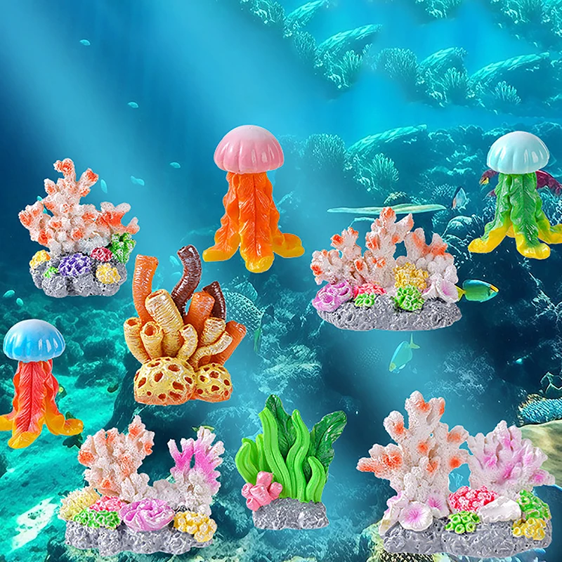 Mini Resin Simulated Coral Seaweed Aquarium Decoration Ornaments Micro Landscape